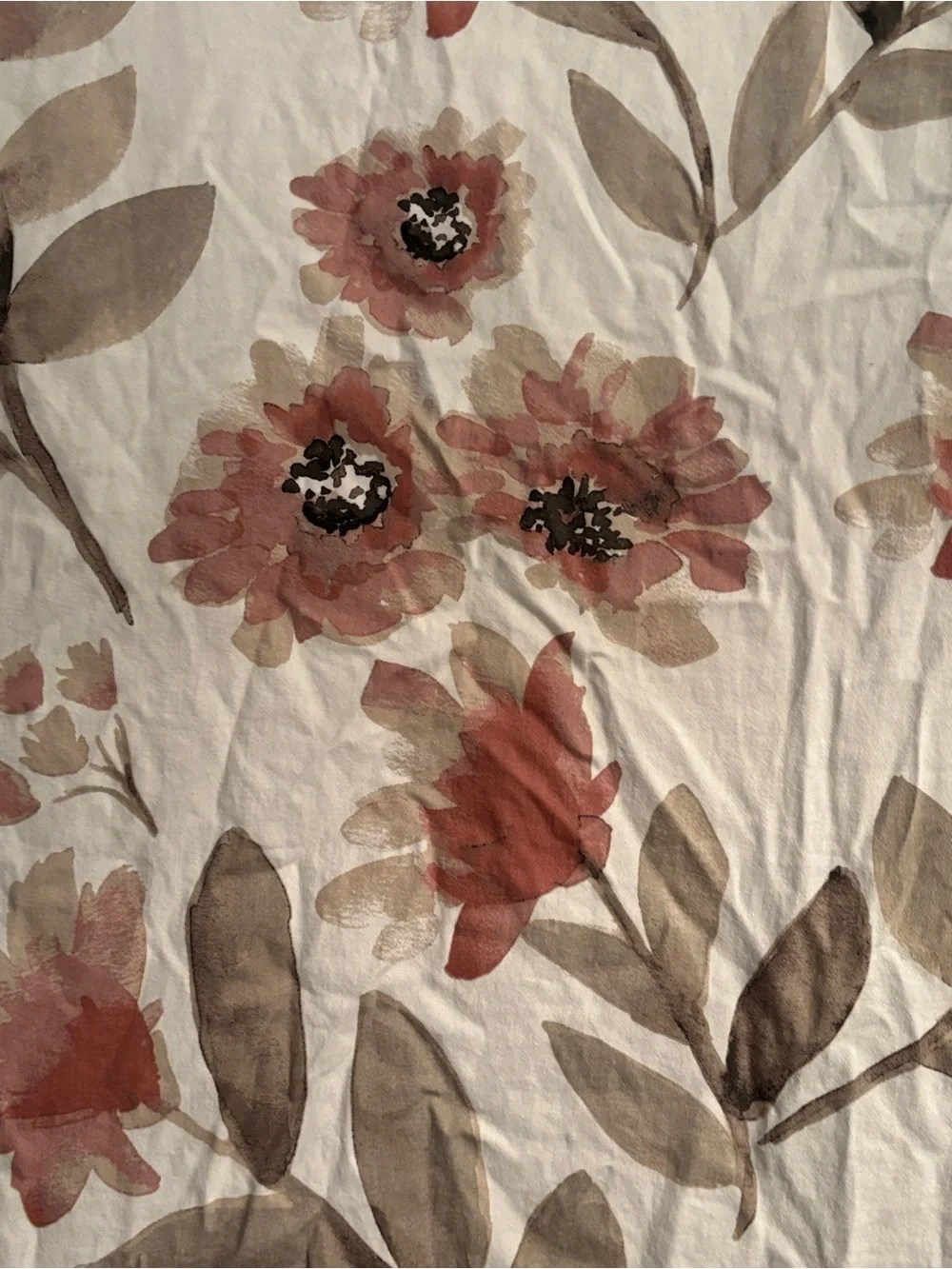 Floral Garden Cream and Coral Printed Shower Curtain